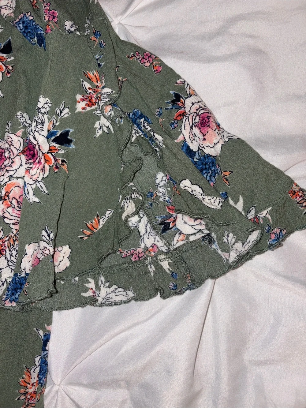 Gypsies & Moondust Olive Floral Off-Shoulder Top - Picture 4 of 4